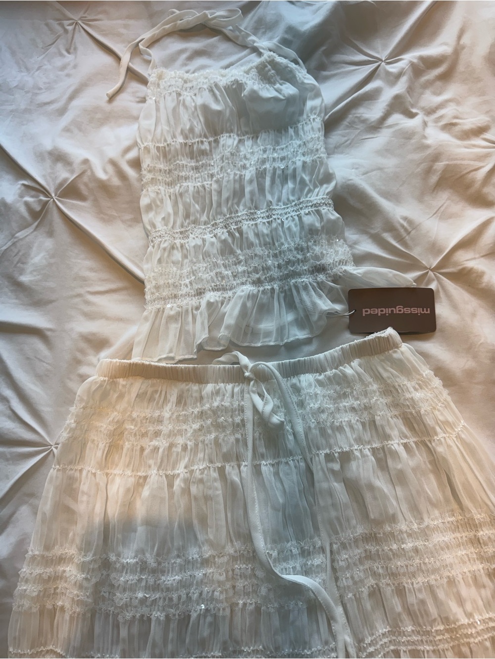 SOLD // Missguided Two Piece White Ruffle Set - Picture 7 of 10